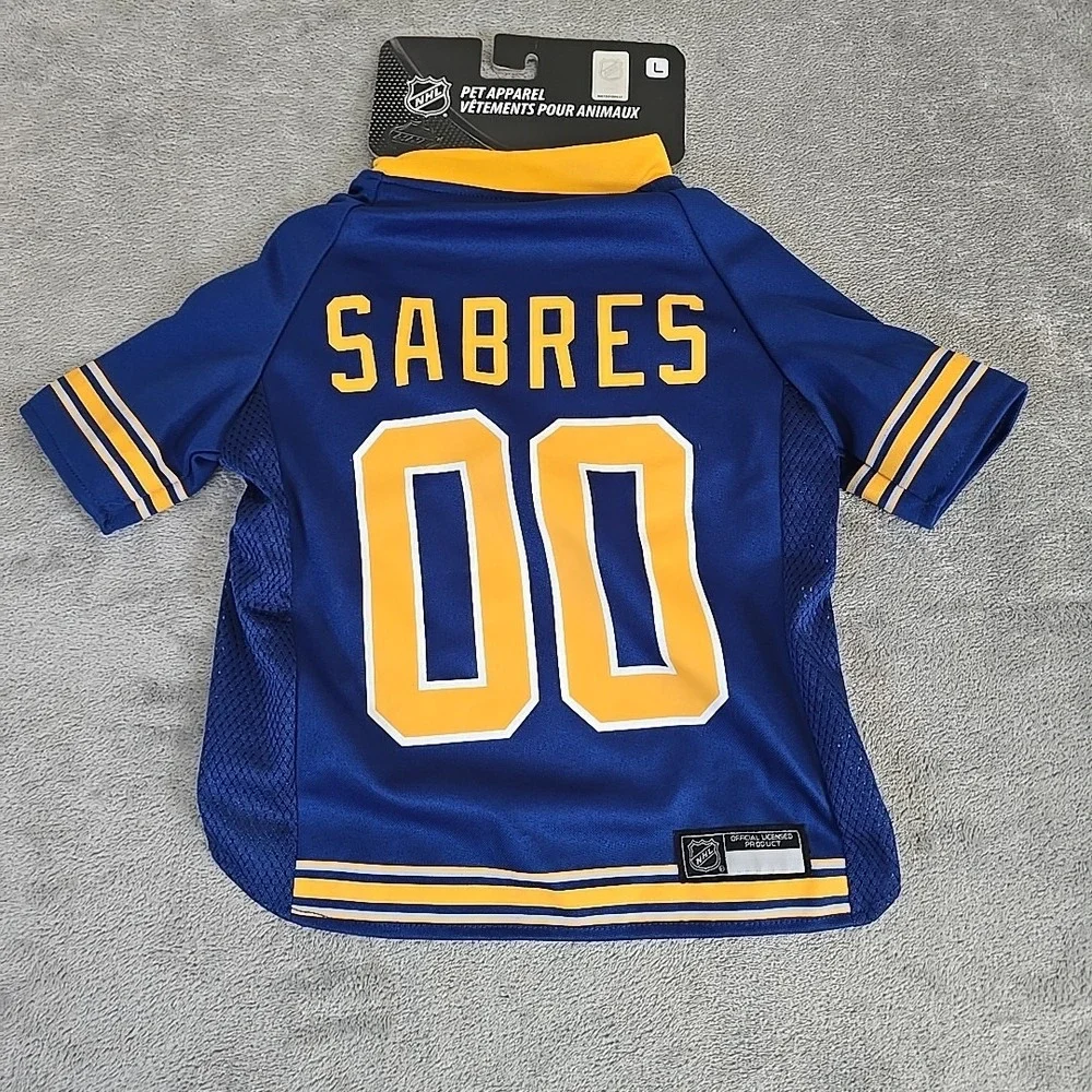 Buffalo Sabers‎ Hockey Jersey Dogs Large Blue NHL Licensed Authentic Sportswear